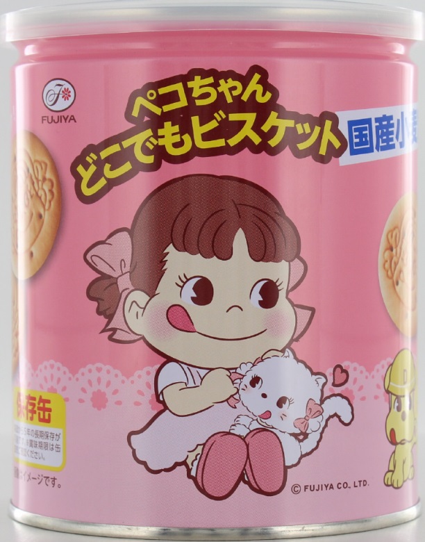 不二家　ペコちゃんどこでもビスケット保存缶