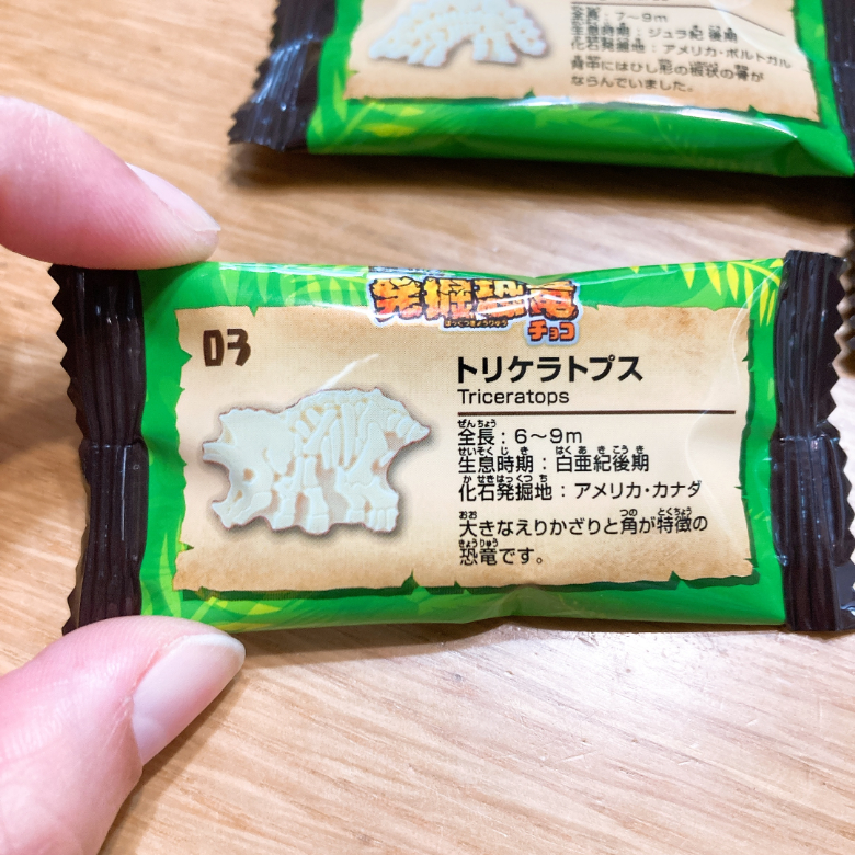 【大袋】キャラパキ発掘恐竜チョコ_個包装アップ