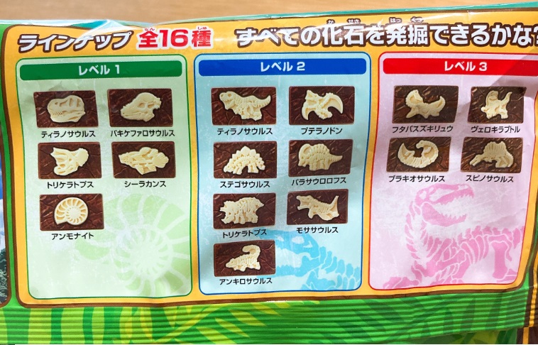 【大袋】キャラパキ発掘恐竜チョコ_裏面(ラインナップ)