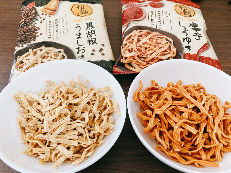 和麺ベビースター2品開封皿盛アップ
