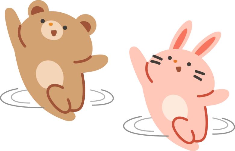 回るくまとうさぎ