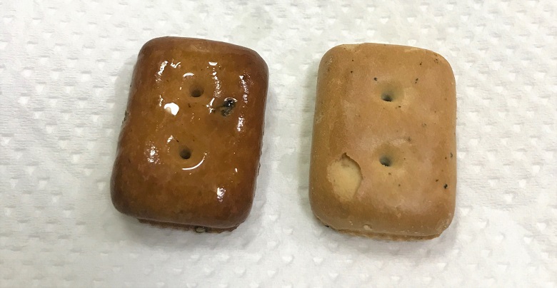 揚げた後と前の比較