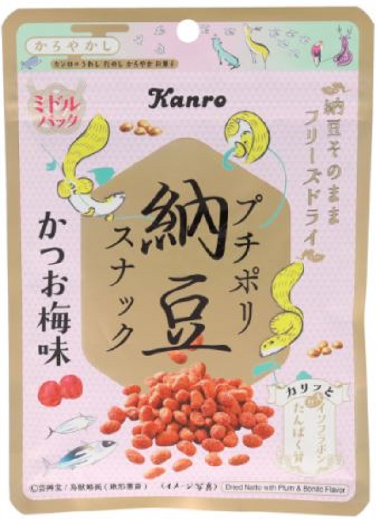 カンロ プチポリ納豆スナック ミドルパック かつお梅味